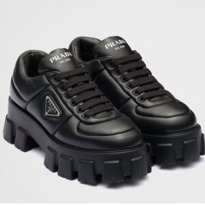 Prada Black Leather Platform Sneakers